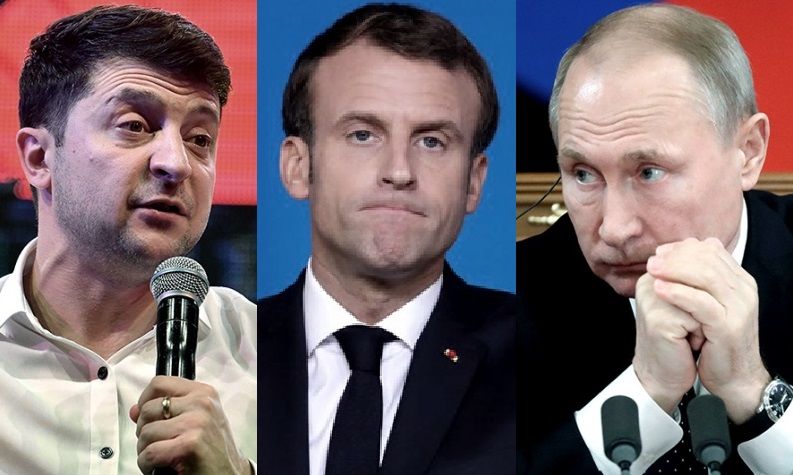 Volodímir Zelenski / Emmanuel Macron / Vladimir Putin