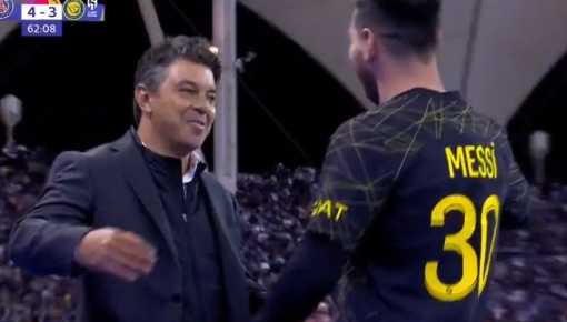 Partidazo: histórico abrazo de Messi y Gallardo en Arabia Saudita