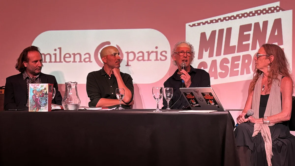 Matías Reck, Matías Mauricio, Pablo Nemirovsky y Pascale Cognet en la presentación de la novela 