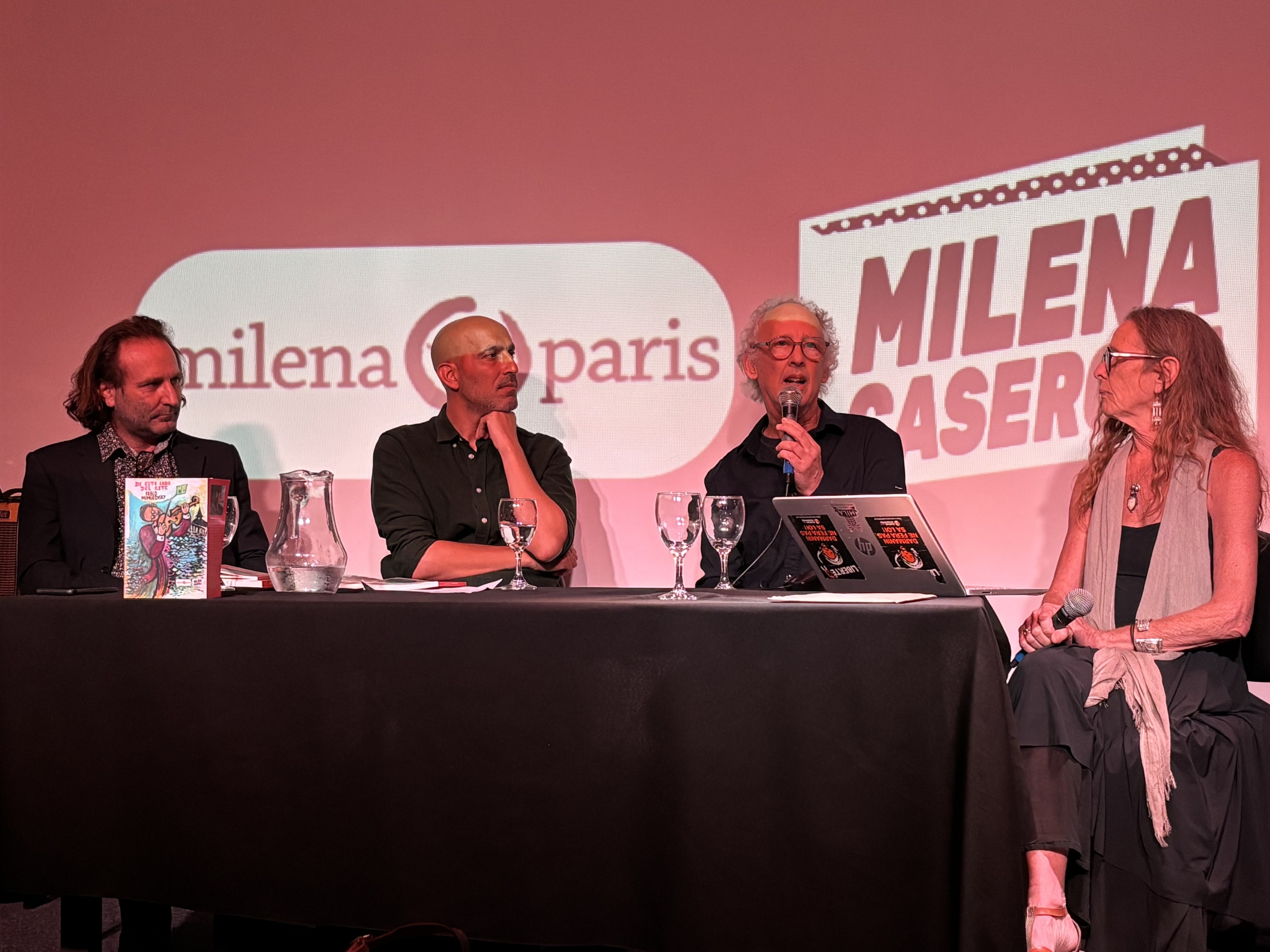 Matías Reck, Matías Mauricio, Pablo Nemirovsky y Pascale Cognet en la presentación de la novela 