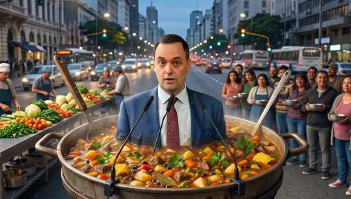 Una olla popular en la casa de Adorni