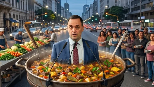 Una olla popular en la casa de Adorni