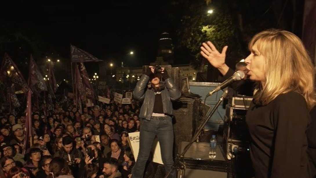 Myriam Bregman en Plaza del Congreso este 3J